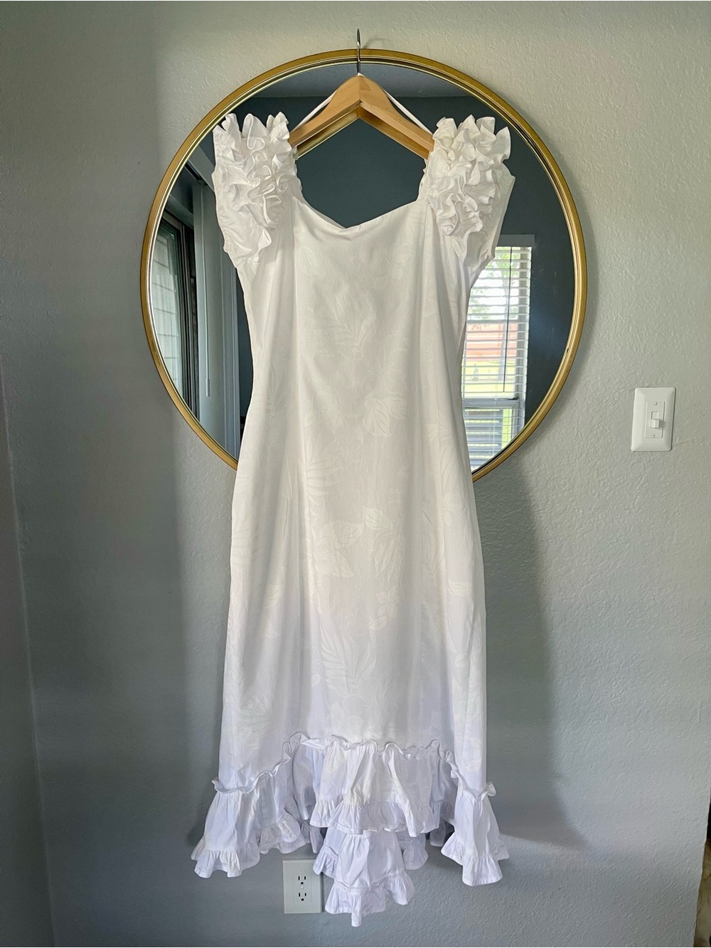SOLD Vintage Pacific Legend White Hawaiian Dress Cottagecore Ruffle Made in Hawa